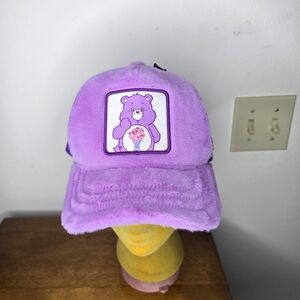 overlord X Care Bear Trucker Hat Share Bear Purple Fuzzy Crown/Brim NWT